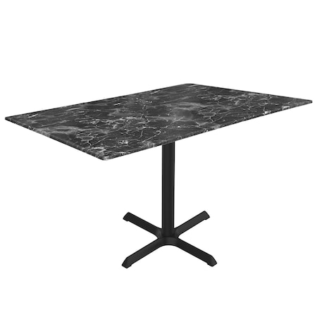 Holland Bar Stool Co 30 Tall OD211 Black Table Base w30x30 foot and 32x48 Black Marble Top, IndoorOutdoor OD211-3030BWODS3248BM